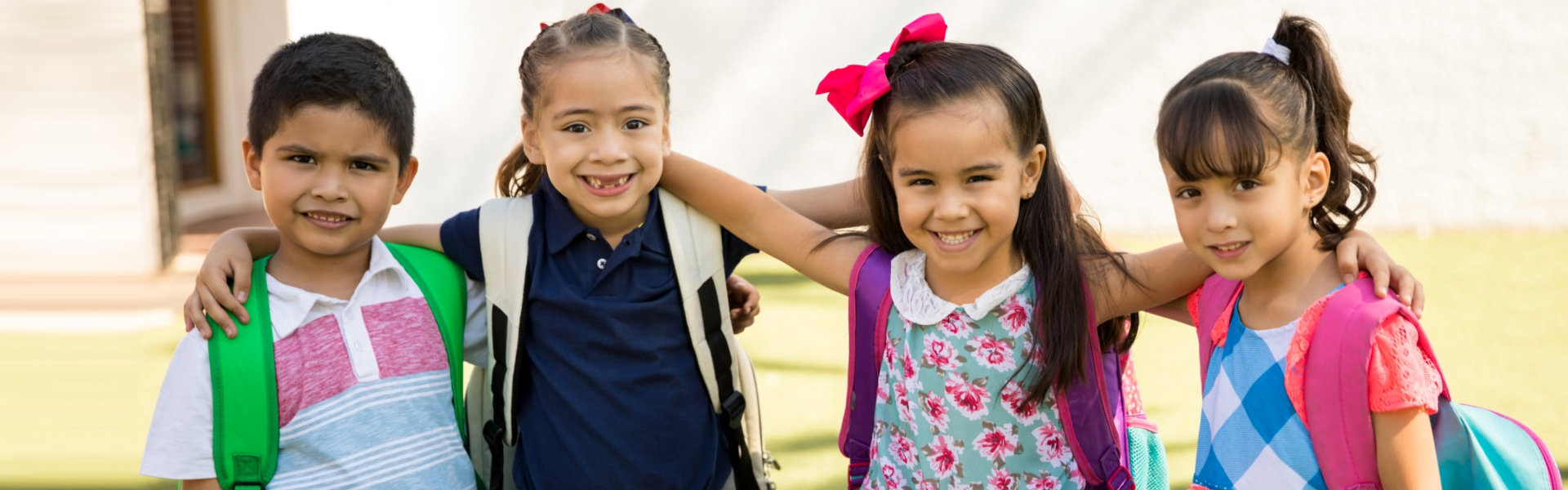 Cute preschool friends outdoors